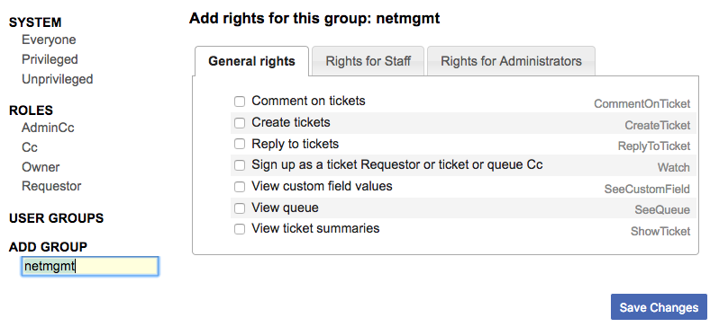Add rights to group